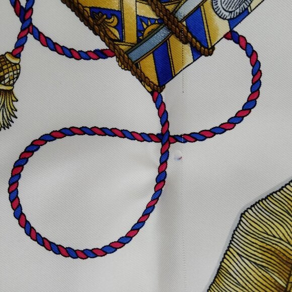 Hermes scarf Carre 90 Les Tambours Blue Silk100% 279-071525 - Picture 4 of 9